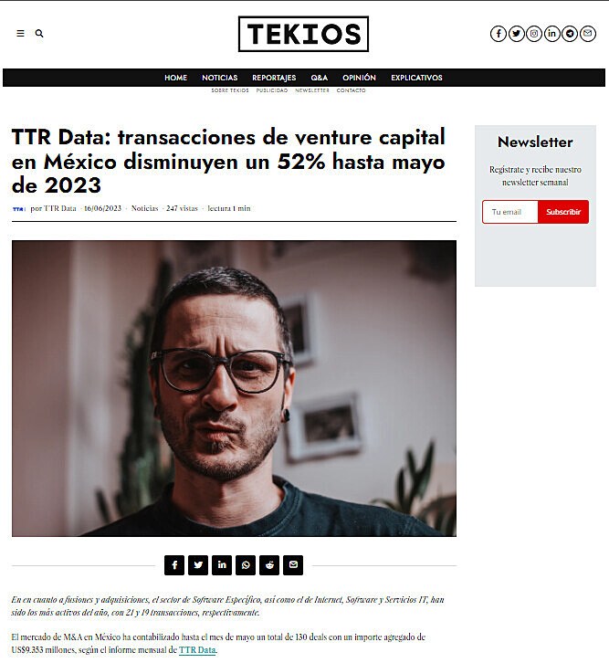 TTR Data: transacciones de venture capital en Mxico disminuyen un 52% hasta mayo de 2023